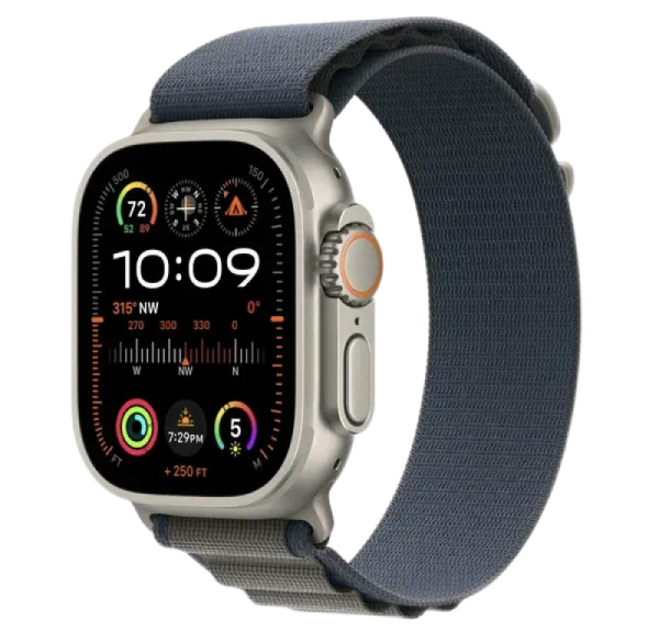 Apple Watch Series Ultra 2 49mm Natural Titanium Case with Blue Alpine Loop M