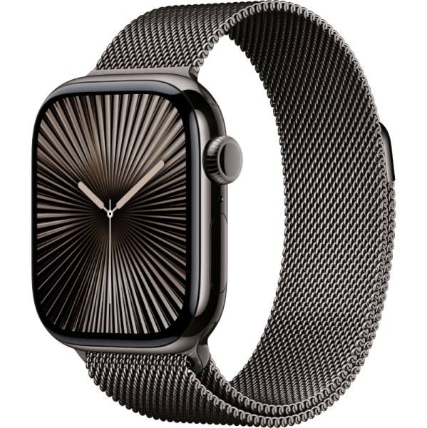 Apple Watch Series 10 46mm Slate Titanium Case Slate Stainless Steel Milanese Loop